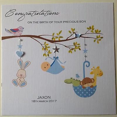 PERSONALISED Handmade Card NEW BABY BIRTH CONGRATULATIONS Boy • £3.75