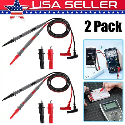 2X Silicone Multi Meter Tester Test Probe Lead 1000V 20A Soft Wire PVC For Fluke • $9.57