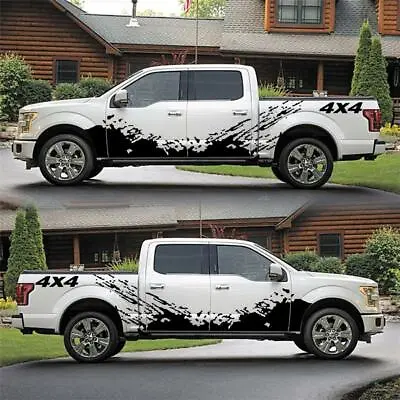 2Pcs Black Car Pickup Side Door Splash Decal 4X4 Off Road Graphics Vinyl Sticker • $26.96