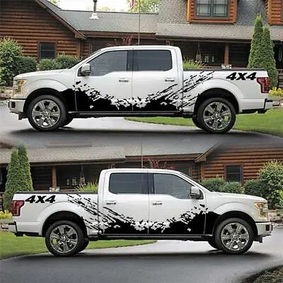 $23.39 • Buy 2Pcs Car Pickup Side Door Splash Decal 4X4 Off Road Graphics Vinyl Sticker Black