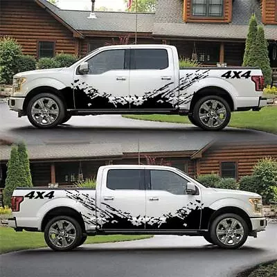 2Pcs Car Pickup Side Door Splash Decal 4X4 Off Road Graphics Vinyl Sticker Black • $23.64