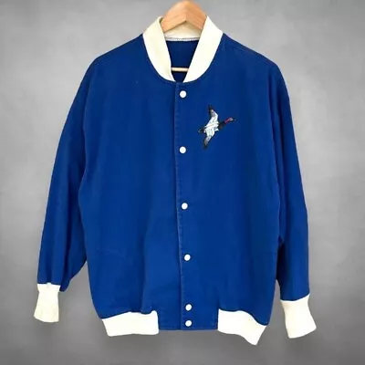Vintage 80s/90s Button Up Coat Men's XL Blue Mallard Duck • $17.87