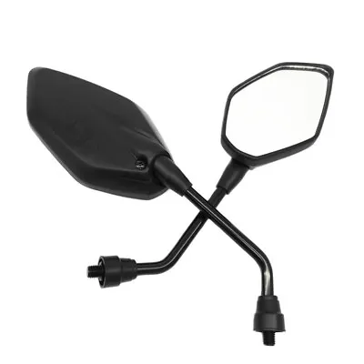 Black Motorcycle RearView Side Mirrors 10mm Universal Black Mirrors Cafe Racer • $13.59