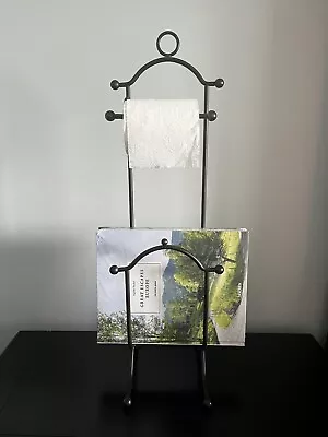 Brown Metal Bathroom Toilet Paper Stand With Magazine Rack At Bottom • $10