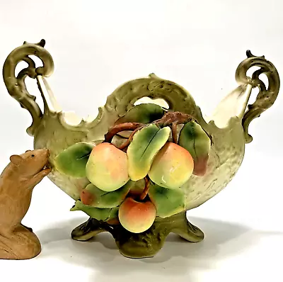 Vintage Ceramic Italian-Style - FOOTED CENTREPIECE VASE BOWL With Fruit - 35cmL • $48.85