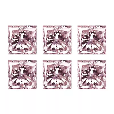 0.19 Ct  [6 Pcs Lot] Shimmering Square 1.8 MM Fancy Light Pink Pink Diamond • $68.99
