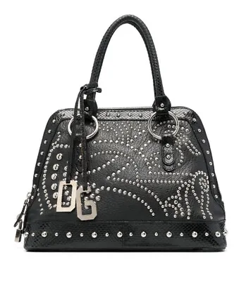 Vintage Dolce&Gabbana Bag Handbag Black Leather Studs Logo • $355.99
