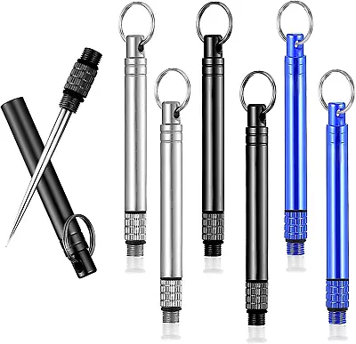 6 Pieces Metal Titanium Toothpicks Portable Reusable Pocket Toothpicks With Sta • $11.80