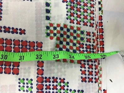 8 Yds Mid-century Abstract Art Fabric Vtg 60s 70s Red Blue Green Faux Silk • $29.98