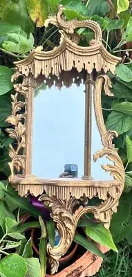 Old Vintage Italian Italy MCM Mid Century Modern Gold Gilt Wood Mirror Shelf • $243.75