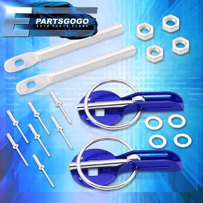 For Acura Integra Civic 2PC Blue Aluminum Security Spring Hood Pin Lock Kit Set • $8.99