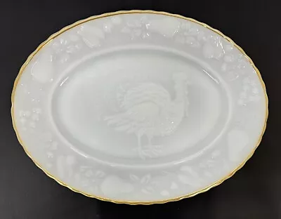 15   Vintage Anchor Hocking Thanksgiving Turkey Milk Glass Serving Platter #2390 • $36