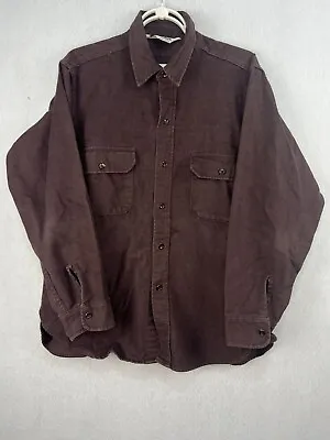 $18.89 • Buy Vtg Wrangler Flannel Shirt Button Up Long Sleeve Chamois Solid Brown Mens Sz XL