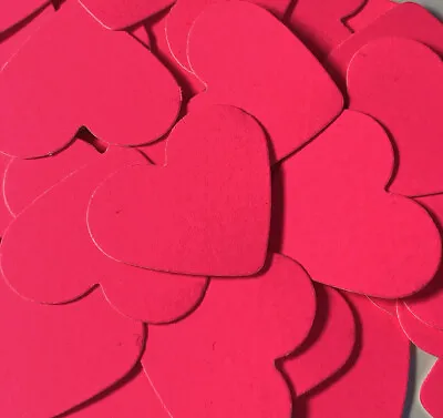 X 50 Fluorescent Pink Cardboard Hearts - 350gsm - 2.5cm - Craft Making -Free P&P • £2.20