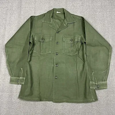 Vintage 60's OG-107 Sateen Shirt USMC Marines Military Men's Medium Vietnam • $54.96
