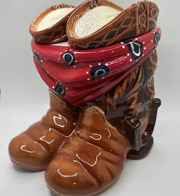 Ceramic Cowboy Boots With Bandana Cookie Jar  10” Tall • $35.99