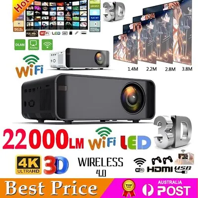 $149.88 • Buy 22000 Lumens 1080P HD Android WiFi 3D Projector Home Theatre Video Cinema HDMI