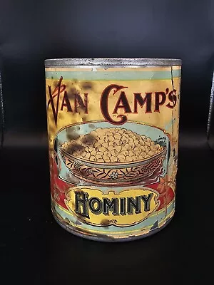 Van Camp's Hominy Sweet Corn Paper Label Tin Can Indianapolis IN Ind. Solder Top • $55