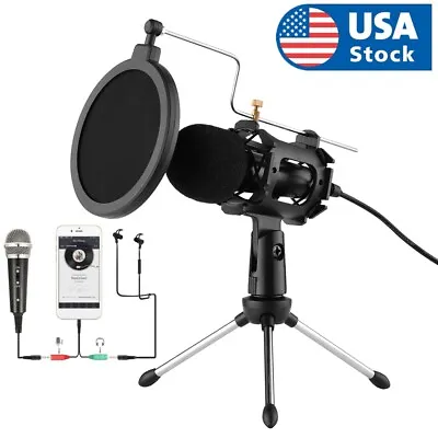 Microphone Mic Kit Broadcasting Studio Recording Condenser For PC Laptop H3T0 • $13.07