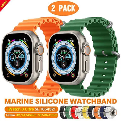$8.99 • Buy 2Pack For Apple Watch Ocean Band Strap IWatch Ultra Series 8 7 6 3 SE 41 45 49mm