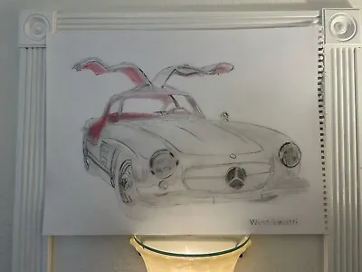 Mercedes-Benz 300 SL Gullwing Coupe Sketch￼  Modern Art Gallery • $375