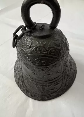 Vintage Cast Iron Bell Native American Design School Church Mission Bell • $150