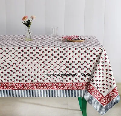 £37.19 • Buy Indian Hand Block Print Tablecloth Kitchen Linen 100%Cotton Floral 150*220 Cm