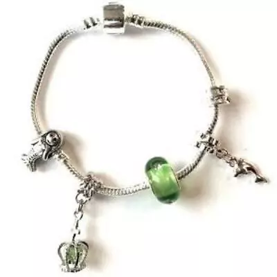 Children's Green 'Fairytale Mermaid' Silver Plated Charm Bead Bracelet • £11.99