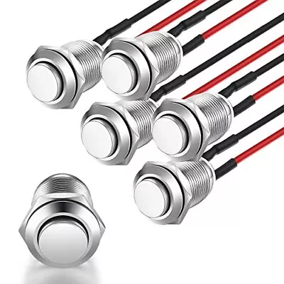 5Pcs 12Mm 2A 12V/24V/125V/250V AC Prewired Waterproof Push Button Momentary • $11.78