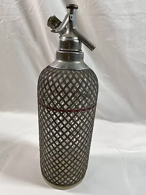 Vintage Seltzer Bottle Sparklets London Czechoslovakia Metal Mesh Wrapped • $39.49