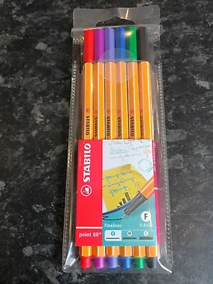 £4.99 • Buy Stabilo Point 88 Fineliner Pens Assorted Colours Technical Drawing - Pack 6