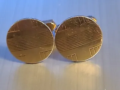 Vintage Goldtone Pre 1954 Round Cufflinks • $11.46