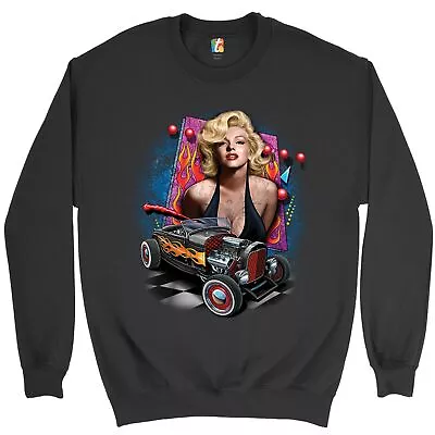 Marilyn Monroe Hot Rod Sweatshirt Vintage Route 66 Drag Racing Crewneck • $34.95