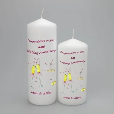 Personalised Wedding Anniversary Candle Featuring Champagne Flutes • £9.99