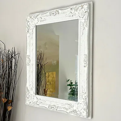 £32.99 • Buy White Baroque Rococo Wall Mirror Shabby Chic Rectangle Wood Frame French Antique
