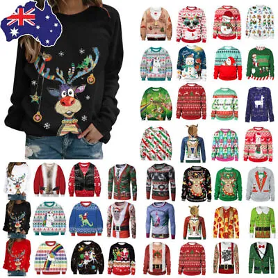 Women Men Christmas Ugly Sweater Fashion Xmas Pullover Jumper Party T-Shirt Tops • $22.23