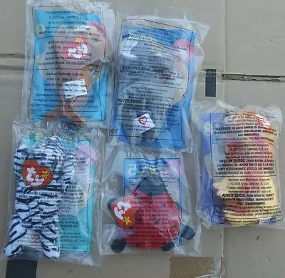 McDonalds 2000 Ty Teenie Beanie Babies Tusk Mel Lucky Blizz Bushy Lot Of 5 Toys • $19.99