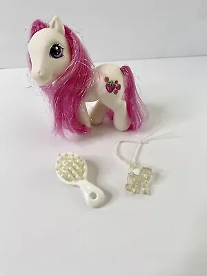 My Little Pony Strawberry Swirl 2002 G3 MLP Hasbro Pony Charm & Brush • $9.95