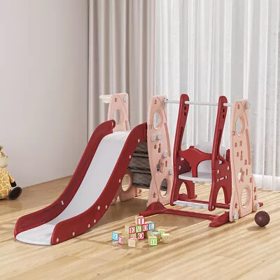 £115.95 • Buy 3 In 1 Kids Garden Swing Slide Basketball In/Outdoor Children's Playground Set 