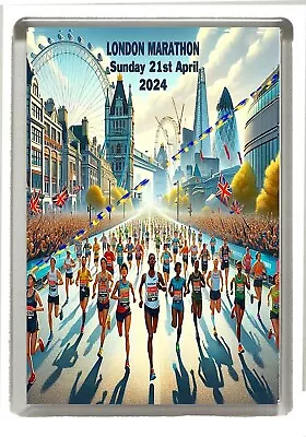 London Marathon 2024 Fridge Magnet Jumbo 90mm X 60mm Size • £3.90