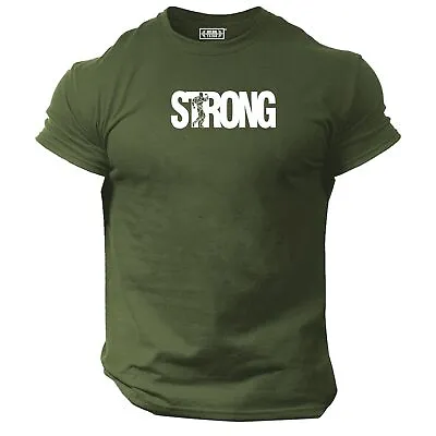 Strong T Shirt Gym Clothing Bodybuilding Training Workout Boxing MMA Gymwear Top • £6.99