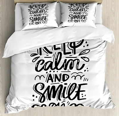 Keep Calm Duvet Cover Set Smile On Typography • £32.99