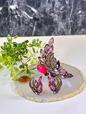 $49.99 • Buy Stunning Vintage Juliana D&E Red Cabochon Purple Amethyst Stones Brooch/Earrings