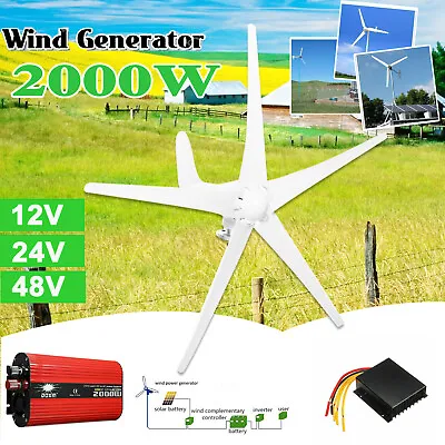 £282.99 • Buy 2000W Wind Turbine Generator Kit DC 12/24V/48V + Charge Controller Home Garden