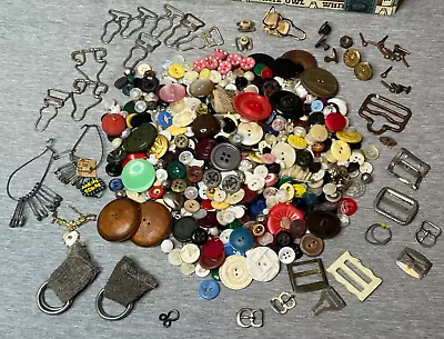Vintage Buttons Garter Belt Hardware Crown Overalls Safety Pins - Mixed Lot • $19.99