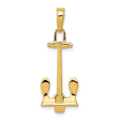 14k 14kt Yellow Gold Navy Anchor Pendant 27 Mm X 11 Mm • $200