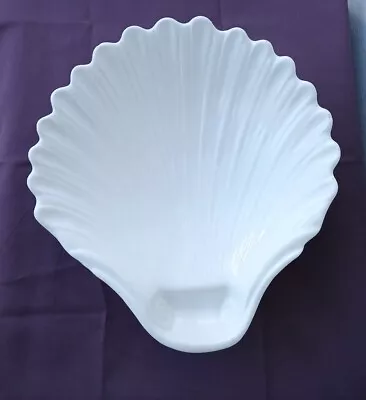 Vintage California Pottery White Shell Serving Bowl 13.5   X 12.5  • $16