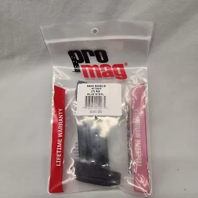 ProMag SMI30 I-30 Blued Steel 7 Round For S&W M&P Shield Magazine .40 S&W • $27.99