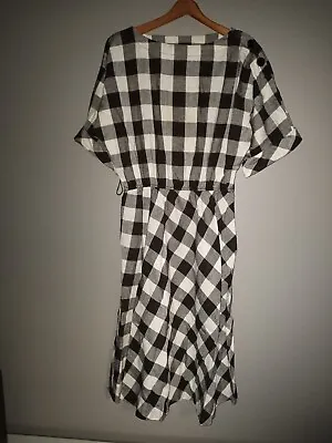 Lanvin Black White Geometric Short Sleeve Button Up No Belt Vintage Dress 16 • $125