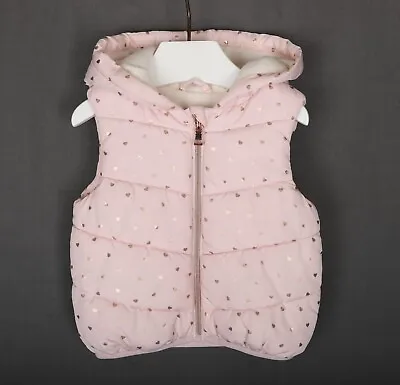 F&F Gilet Baby Girl 18-24months Fleece Lined Padded Bodywarmer Rose Gold Harts • £9.99